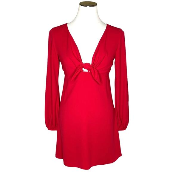 Amanda Uprichard Chyler Tie-Front Long-Sleeve Dress - Picture 3 of 10